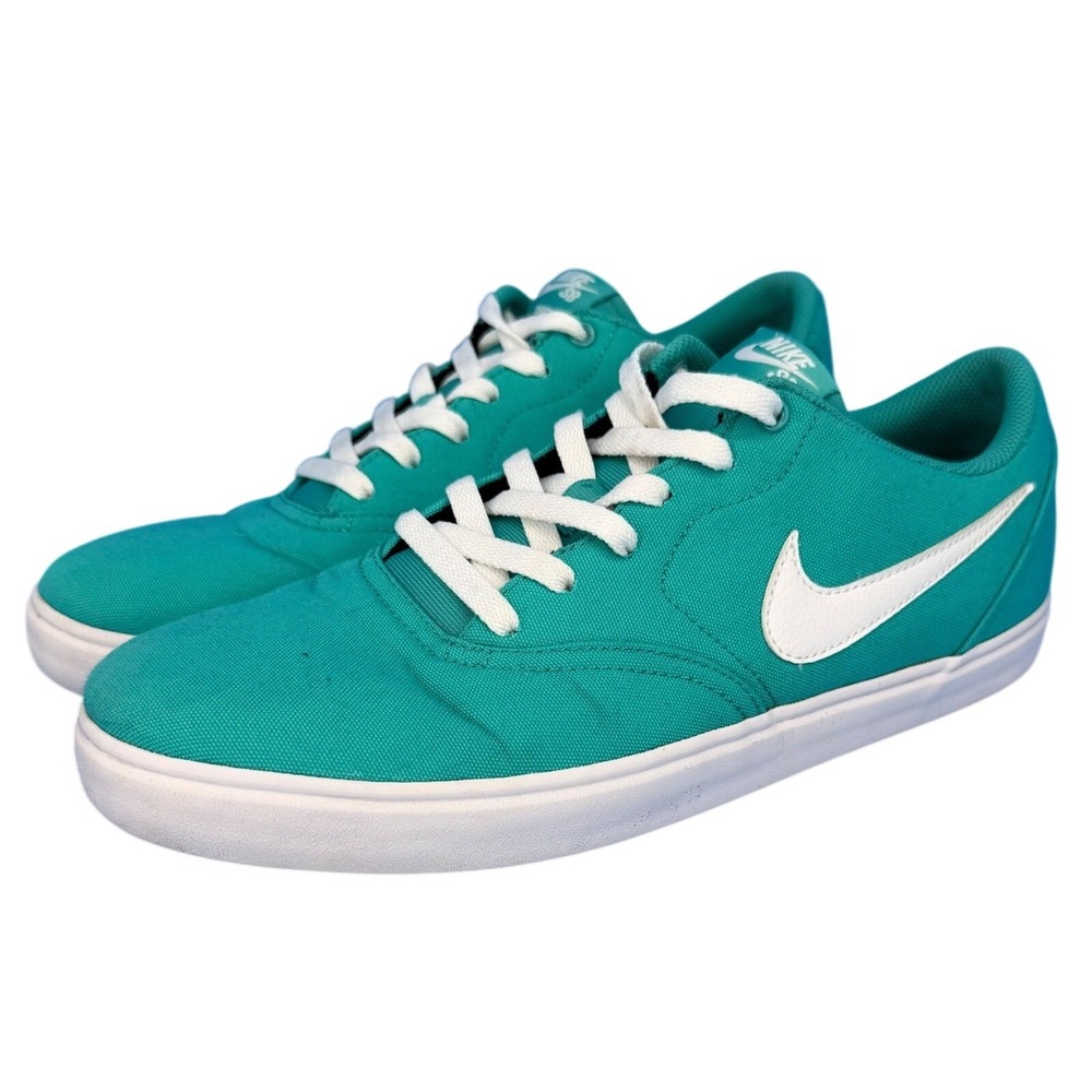 Nike SB Check Solarsoft Canvas Teal Green White Men Skate Shoes 843896-302 SZ 12
